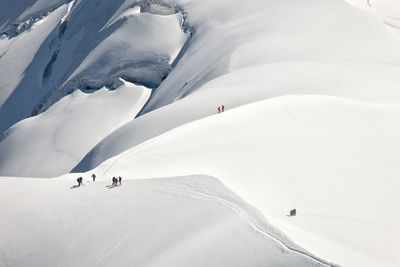 High angle view of snow covered mountains