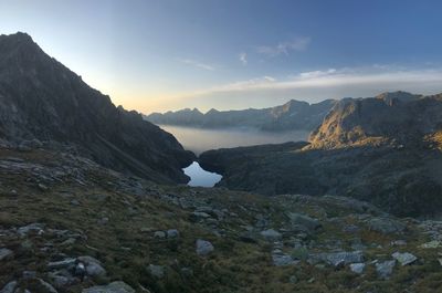 Scenic view of mountains against sky