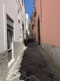 Narrow street amidst buildings against sky