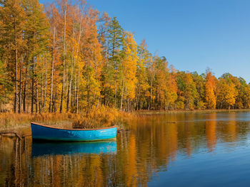 Scenic view of lake against sky during autumn