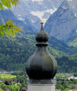 Church against mountain range