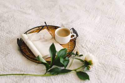 High angle view of personal accessories on table