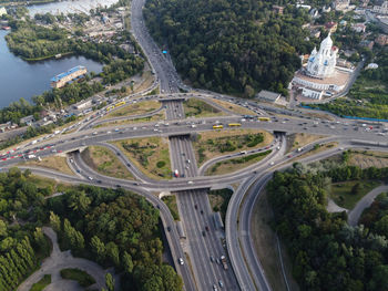 High angle view of bridge in city