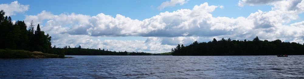 Scenic view of sea against cloudy sky