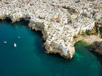 Polignano aerial view, from above, puglia