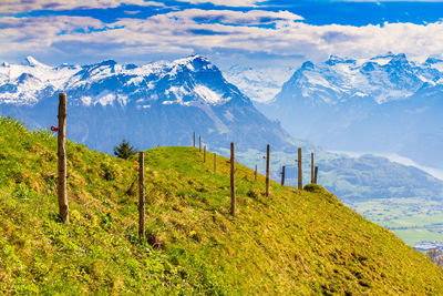 Scenic view of mountains against sky