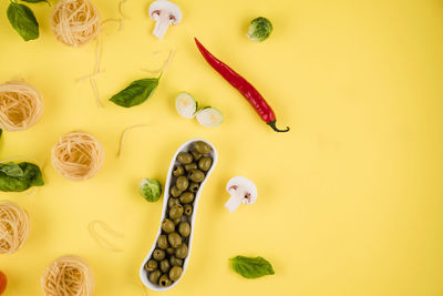 High angle view of food on table