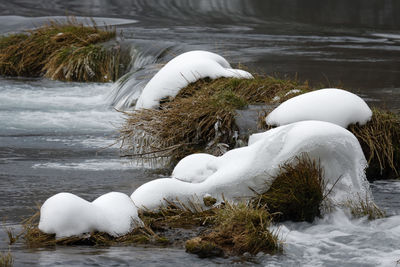 Frozen waterfalls on the mrežnica river, croatia