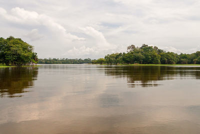 Scenic view of lake against sky