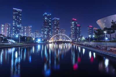 Illuminated city at night