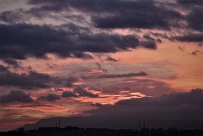 Scenic view of dramatic sky during sunset