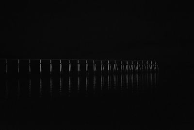 Close-up of railing against black background