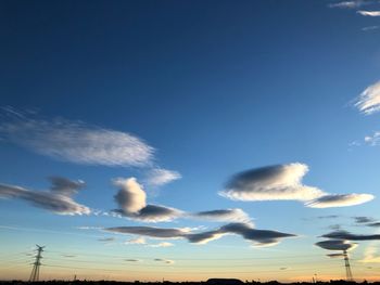 Low angle view of cloudy sky during sunset