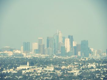 Cityscape against clear sky