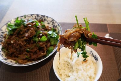 Close-up of meal served in bowl