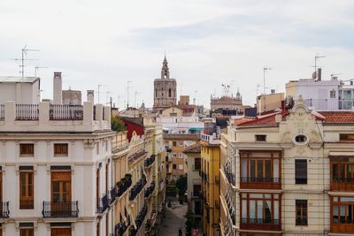 View of cityscape against cloudy sky