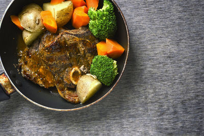 High angle view of food on table