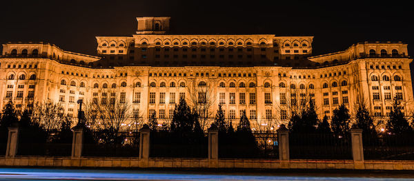 Illuminated buildings at night