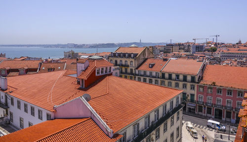 High angle view of townscape against sky