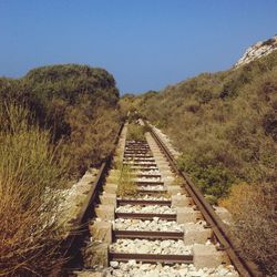 Railroad track on landscape