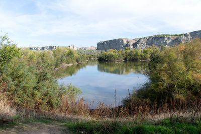 Scenic view of lake against sky