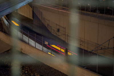 Blurred motion of train at railroad station