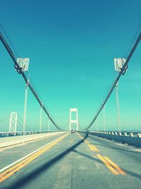 View of bridge against clear blue sky