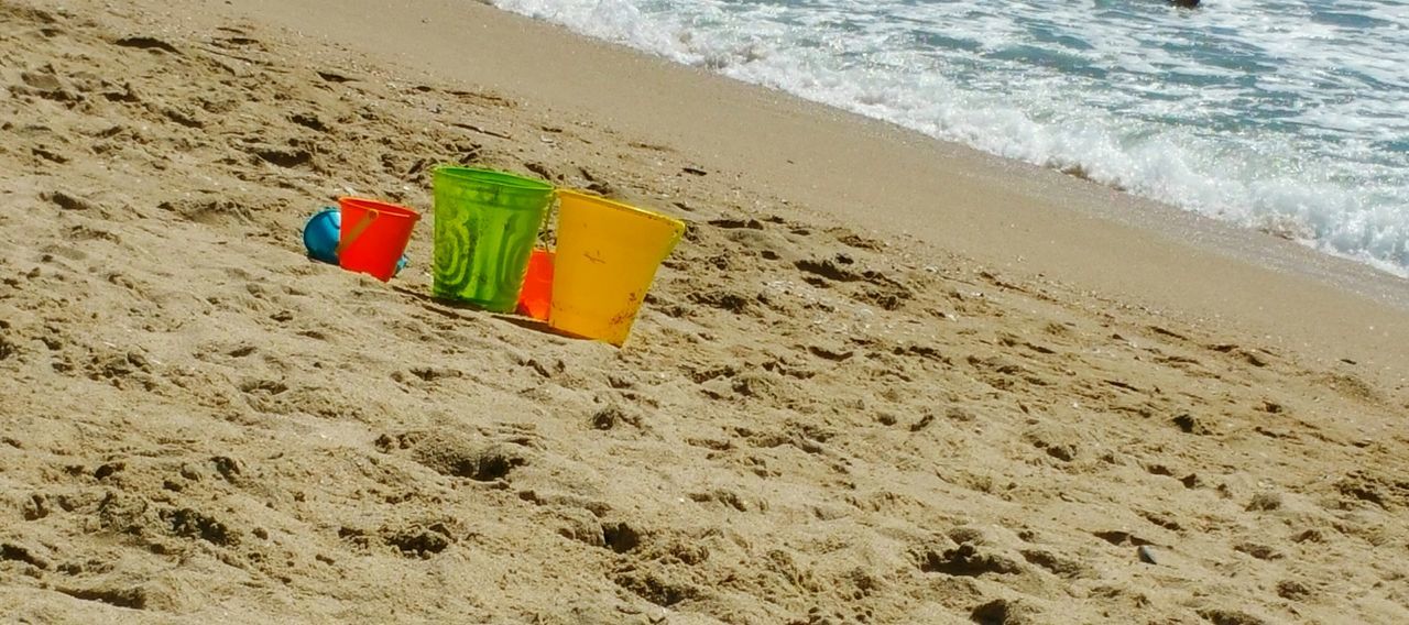 Buckets on the beach