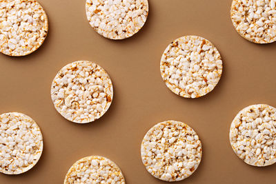 High angle view of cookies against white background
