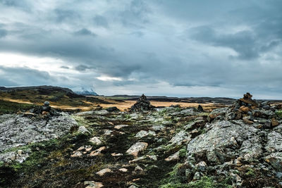 Panoramic view of rock formation against sky