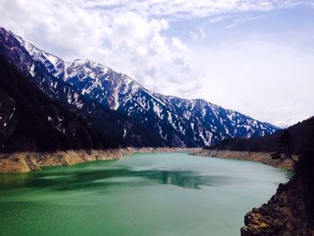 Scenic view of lake and mountains