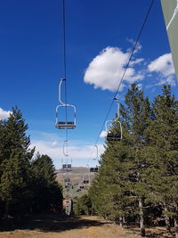 Low angle view of ski lift against sky
