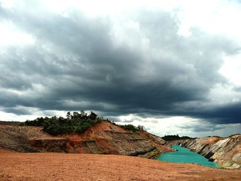 Scenic view of landscape against cloudy sky