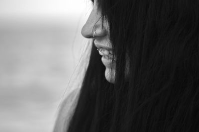 Close-up portrait of a beautiful young woman