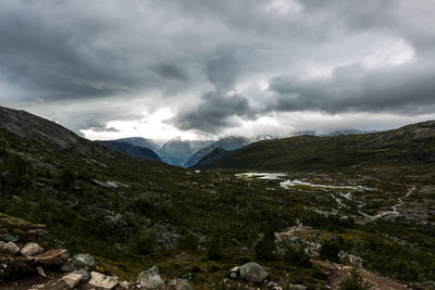 Scenic view of mountains against sky