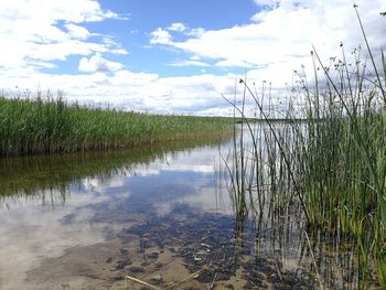 Scenic view of lake against sky