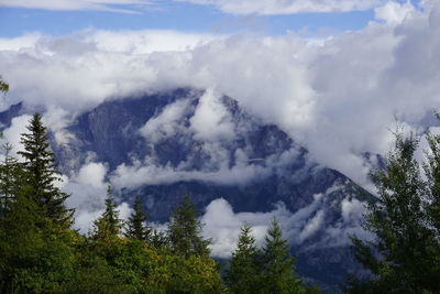 Low angle view of mountains against sky