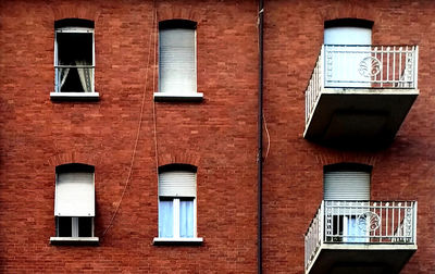 Low angle view of windows on building