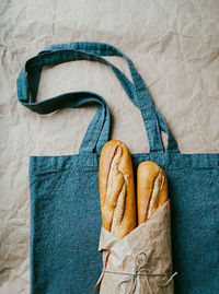 High angle view of bread on table