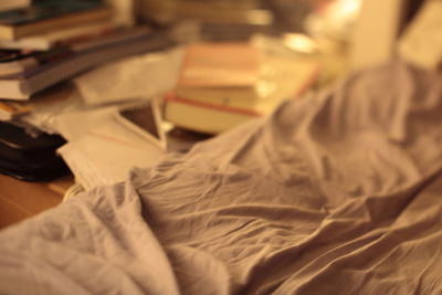 Close-up of bed