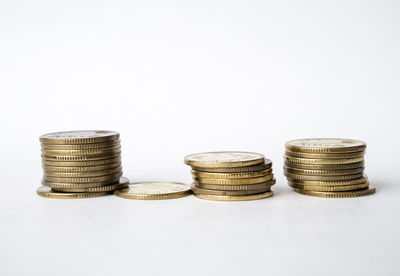 Stack of objects against white background