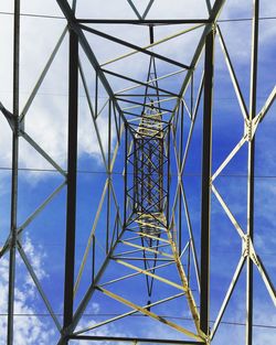 Low angle view of electricity pylon