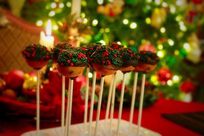 Close-up of cake pops during christmas