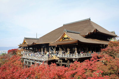 Built temple in fall in  japan. 