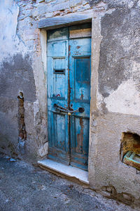 Closed door of old building