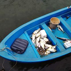 High angle view of food on table