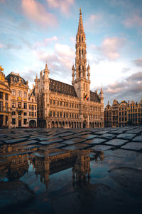 Reflection of building in city