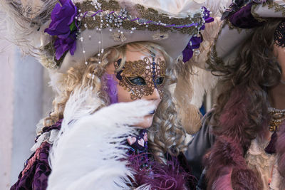 Portrait of woman wearing mask