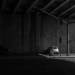 Cars on road in tunnel