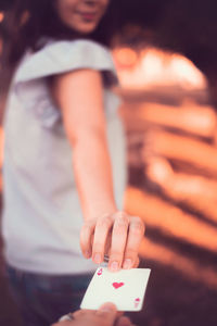 Close-up of woman holding hands